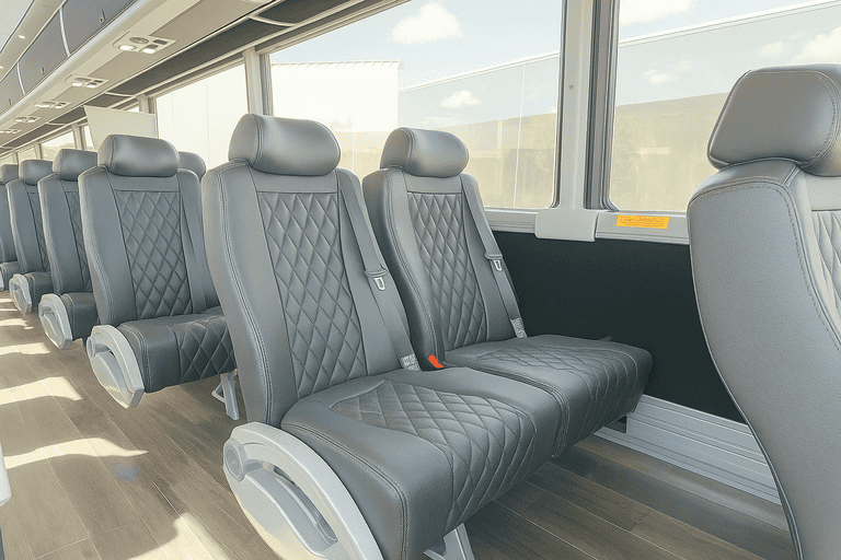 interior of Warner Robins Minibus Company charter bus