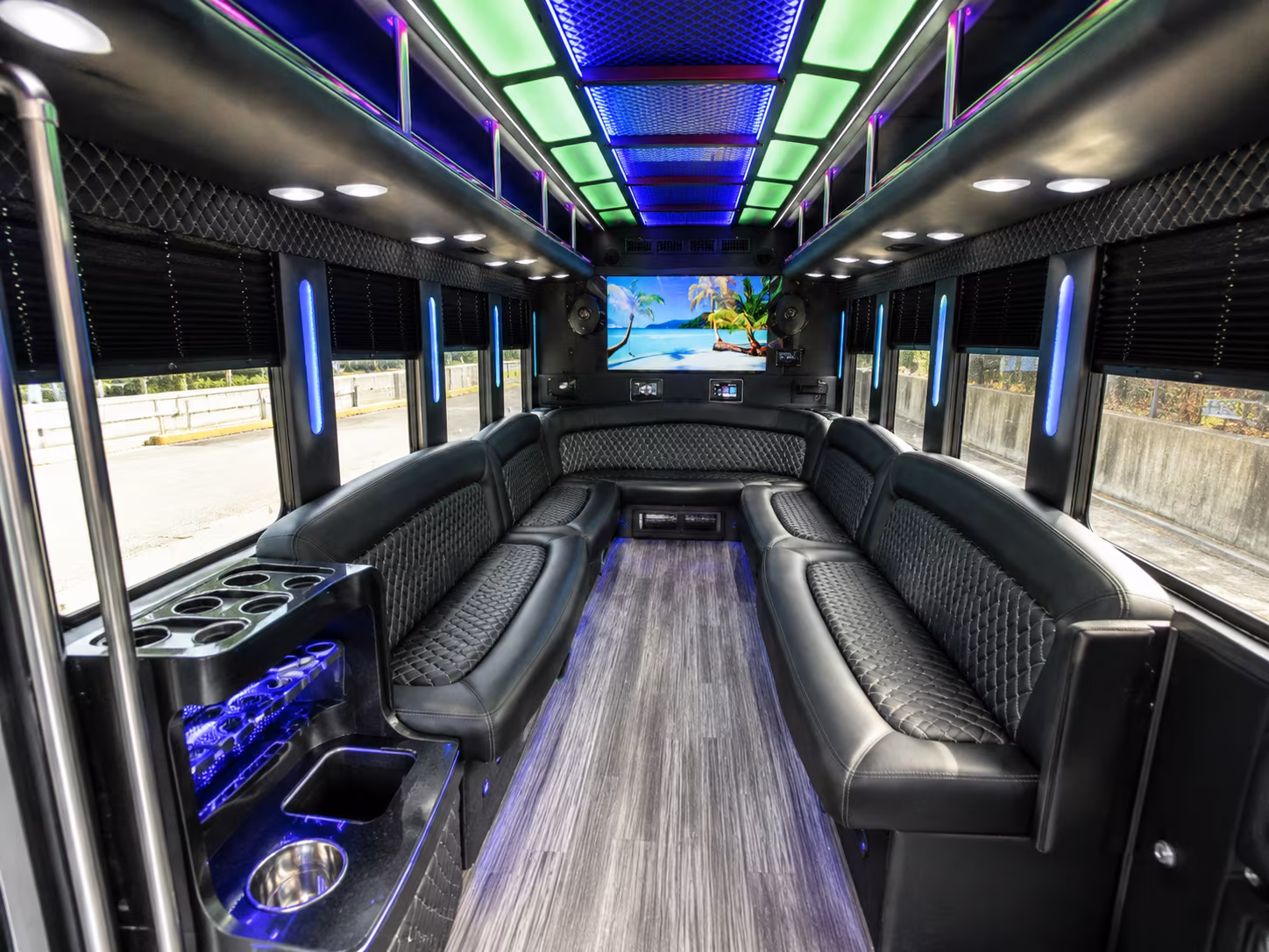 warner robins 18 passenger party bus inside