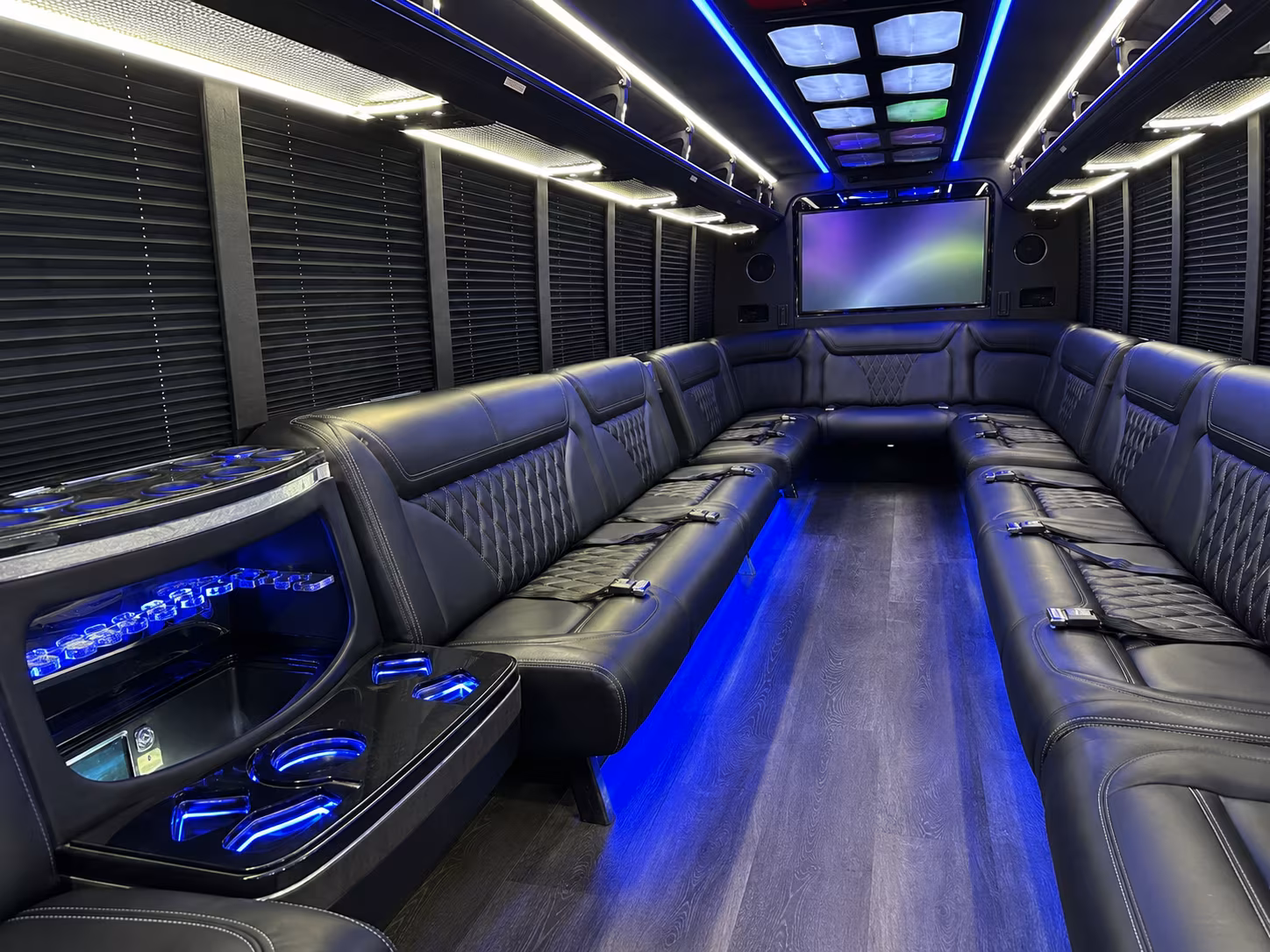 warner robins 20 passenger party bus inside