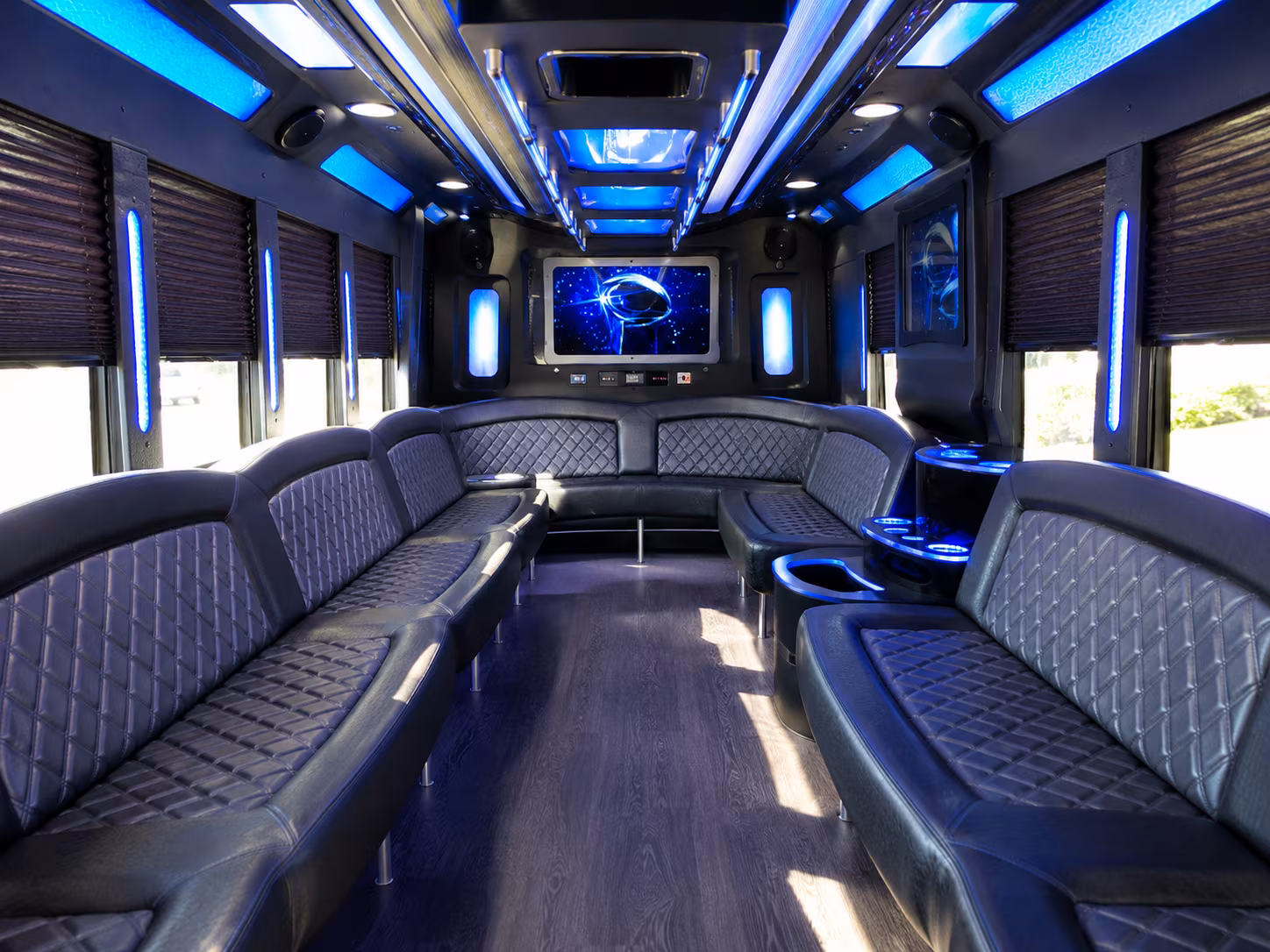 warner robins 28 passenger party bus inside