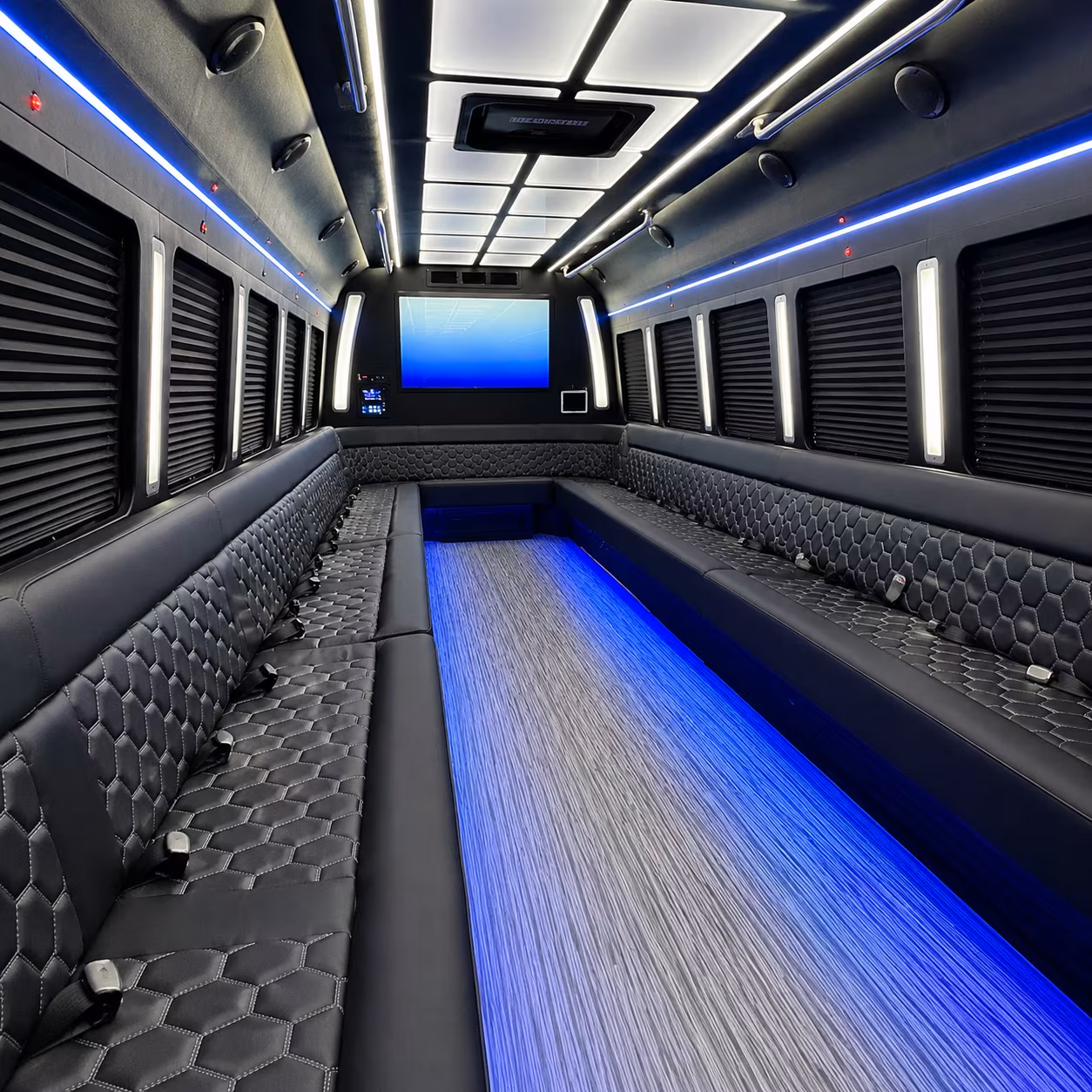 warner robins 50 passenger party bus inside